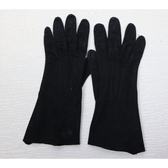 VINTAGE WOMEN'S BLACK SOFT SUEDE GLOVES - ALEXETTE - 6.5 - Picture 1 of 15
